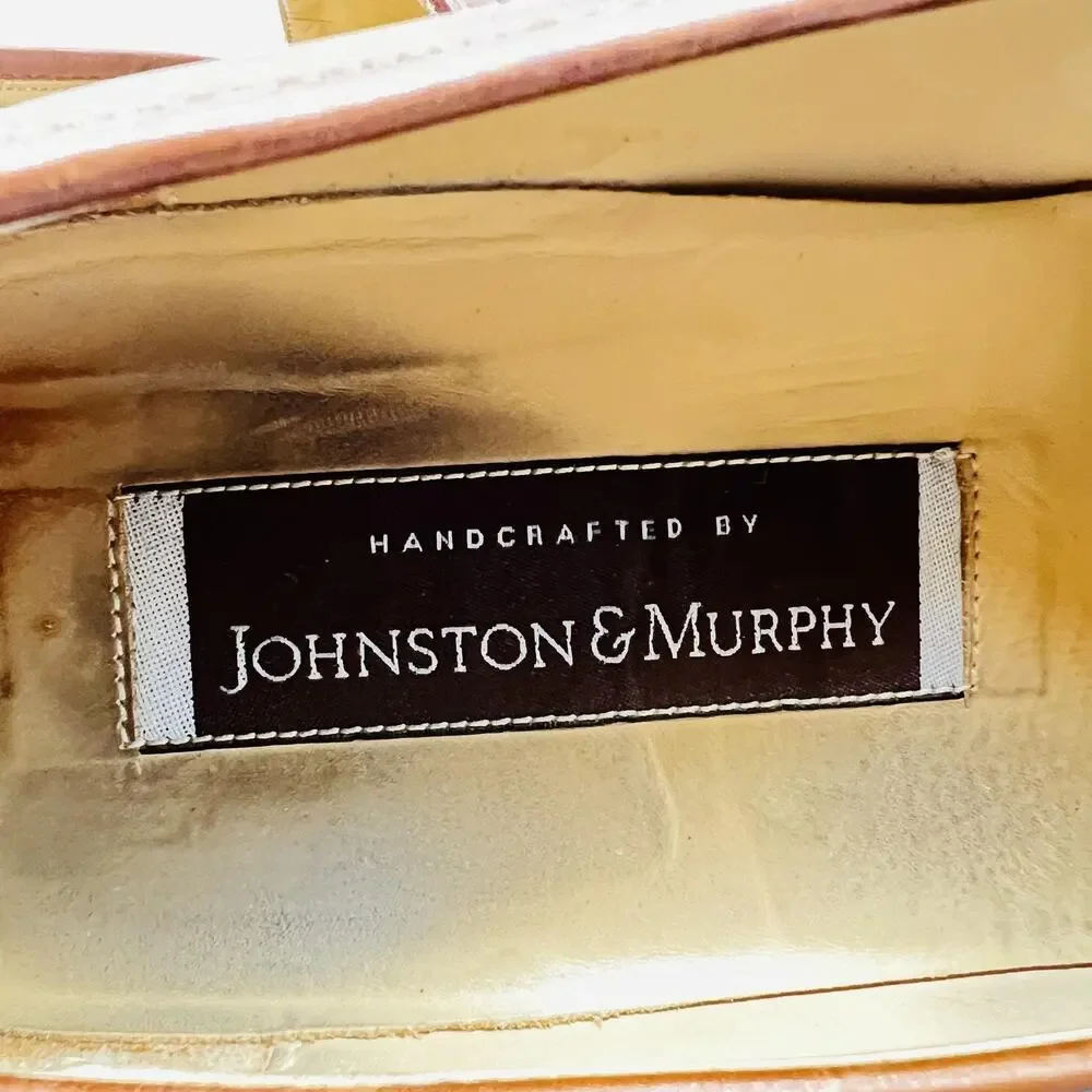 Johnston & Murphy Shoes Men 11 Brown Leather Tassel Loafers Dress Made Italy Vtg